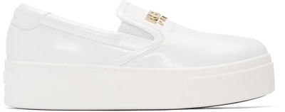 Shop Kenzo White Faux-leather Logo Sneakers