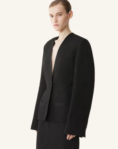 Lanvin Silk And Viscose Open-back Jacket In Multi