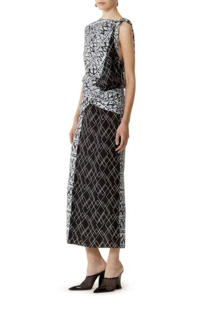 Lanvin Printed Silk Patchwork Dress In Multi