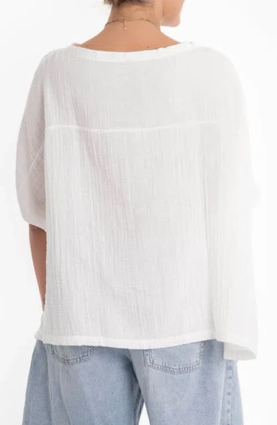 Ocean + Main Ocean+main Square Gauze Top In White