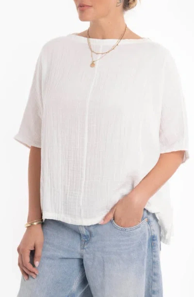 Ocean + Main Ocean+main Square Gauze Top In White