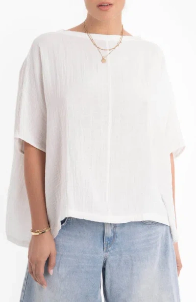 Ocean + Main Ocean+main Square Gauze Top In White