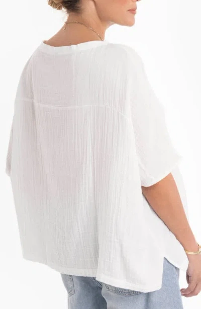 Ocean + Main Ocean+main Square Gauze Top In White