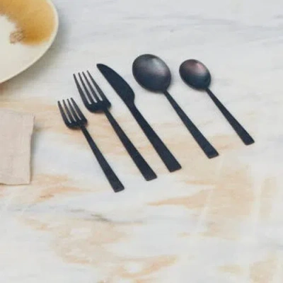 Be Home Hammered Black Flatware Set In Black