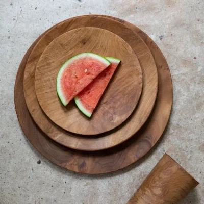 Be Home Teak Dinner Plate In Brown