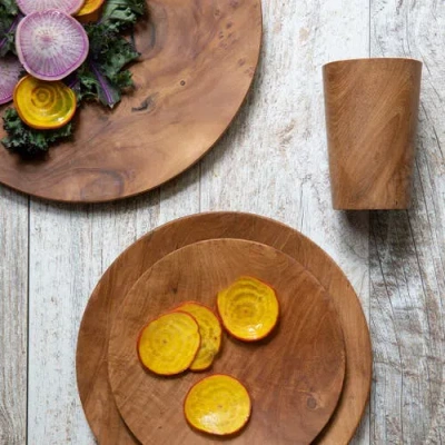 Be Home Teak Dinner Plate In Brown