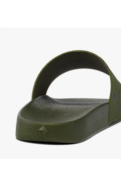 Mcm Monogram Print Rubber Slides In Green
