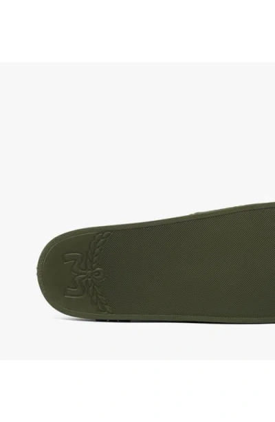 Mcm Monogram Print Rubber Slides In Green