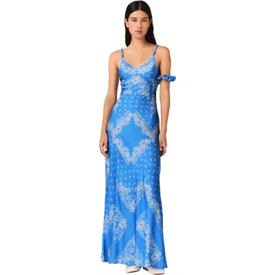 Maje Patterned Maxi Dress In Blue