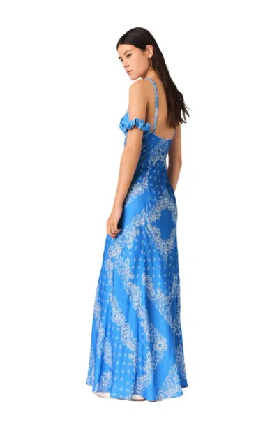 Maje Patterned Maxi Dress In Blue
