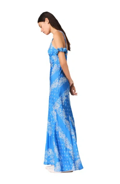 Maje Patterned Maxi Dress In Blue