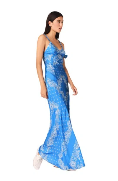 Maje Patterned Maxi Dress In Blue