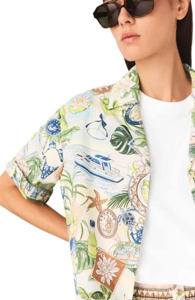Maje Patterned Cropped Shirt In Multi