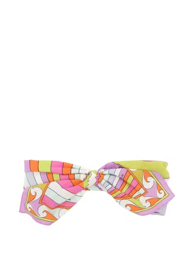 Pucci Lightweight Wrap-around Headband With Decorative Bow Tail In Multi