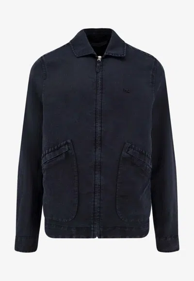 Massimo Osti Studio Zip-up Silk-blend Jacket In Blue