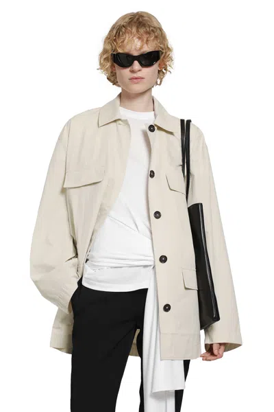 Totême Collared Drawstring Jacket In Neutral