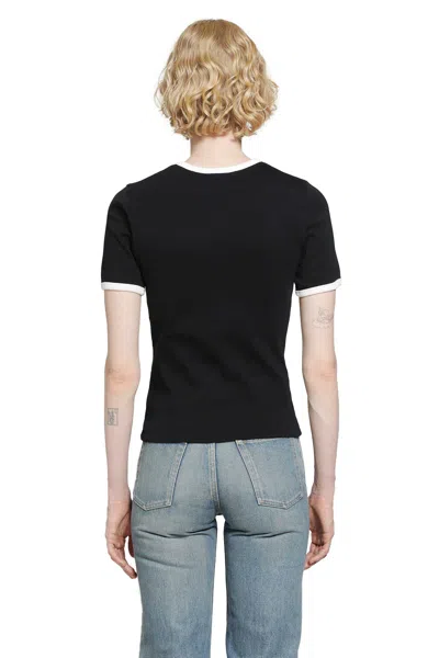 Courrèges Courreges Women Cotton T Shirt With Contrasting Profiles In Black