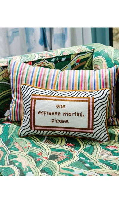Furbish Studio Espresso Martini Needlepoint Pillow In Multi