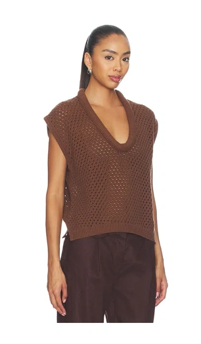 Pistola Beck Slouchy Open Knit Sweater Java In Brown