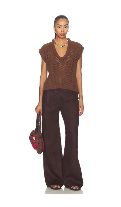 Pistola Beck Slouchy Open Knit Sweater Java In Brown