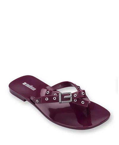 Melissa Harmonic Squared Eyelet-embellished Flip-flops In Red