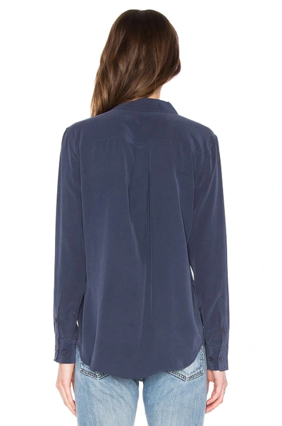 Equipment Slim Signature Short Sleeve Silk Shirt In Peacoat
