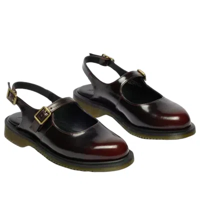 Dr. Martens Madaline Mary Jane Rub Off Leder Sling Back Schuhe In Burgundy