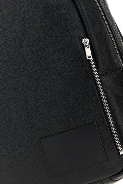 Jil Sander Black Leather Backpack In White