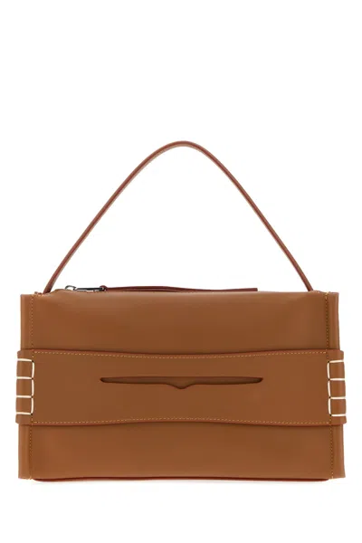 Jw Anderson Loafer Leather Shoulder Bag With Detachable Strap In White