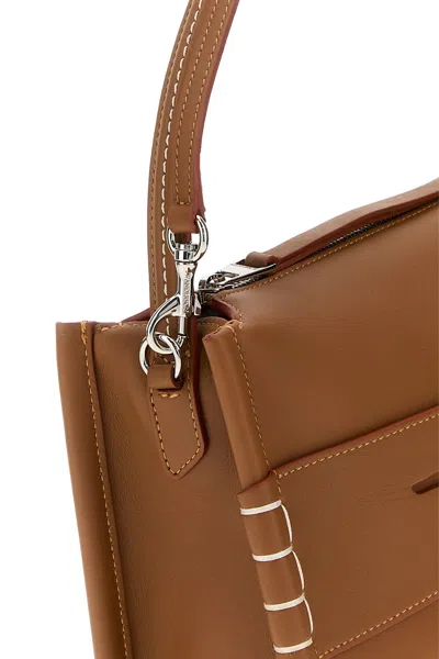 Jw Anderson Loafer Leather Shoulder Bag With Detachable Strap In White