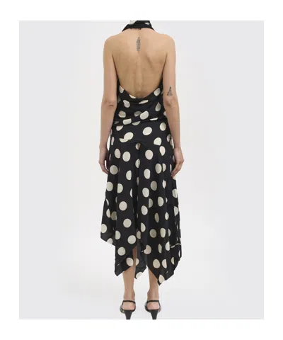 Junya Watanabe Polka Dot Halter Midi Dress Asymmetric Lace In Multi