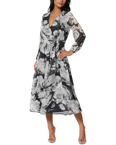 Bebe Print Wrap Midi Dress In Multi