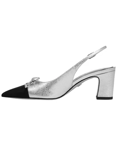 Sam Edelman Willette Leather Slingback In Silver