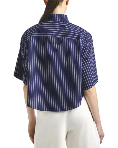 Derek Lam 10 Crosby Ember Cropped Button Down Shirt In Blue