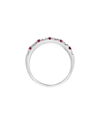 H.j. Namdar 14k 0.39 Ct. Tw. Diamond & Ruby Stackable Ring In Silver