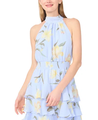 1.state Floral Tiered Maxi Dress In Blue