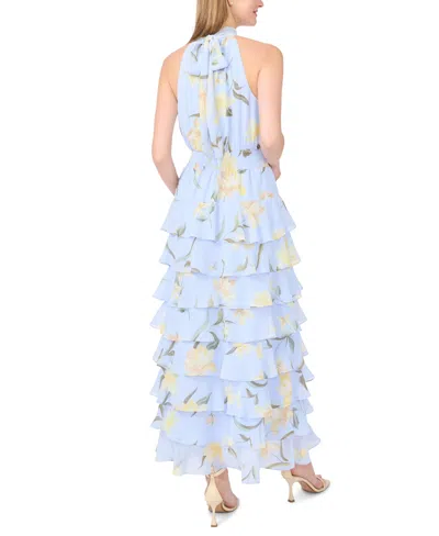 1.state Floral Tiered Maxi Dress In Blue