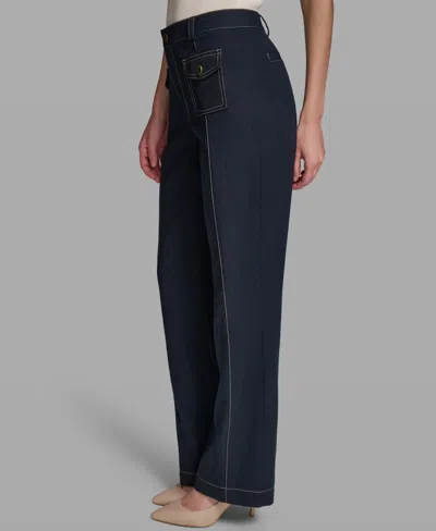 Karl Lagerfeld Double-button Patch-pocket Jeans In Blue