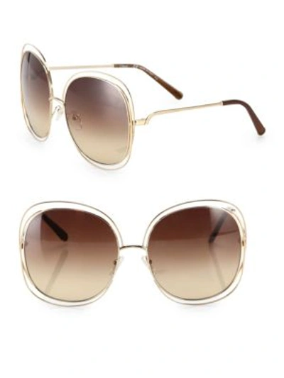 Shop Chloé Carlina 60mm Oversized Round Sunglasses In Na