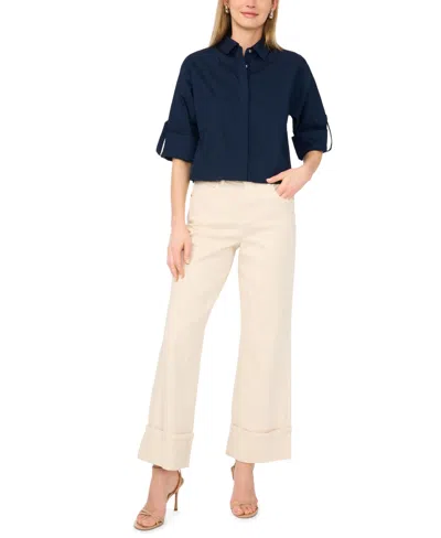 1.state Boxy Button Down Shirt In Blue