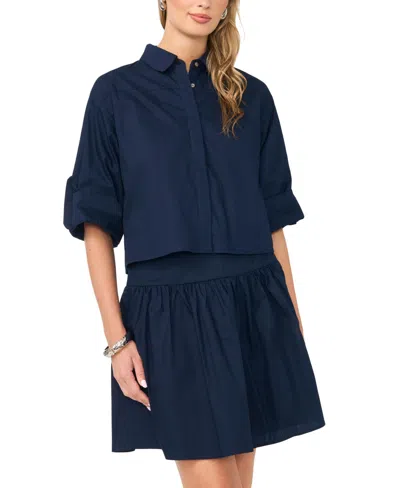 1.state Boxy Button Down Shirt In Blue