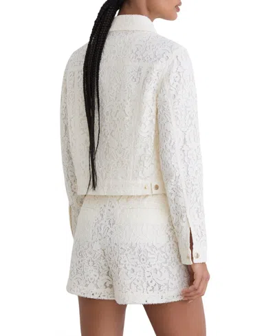 Reiss White Collared Lace Press-stud Jacket In White