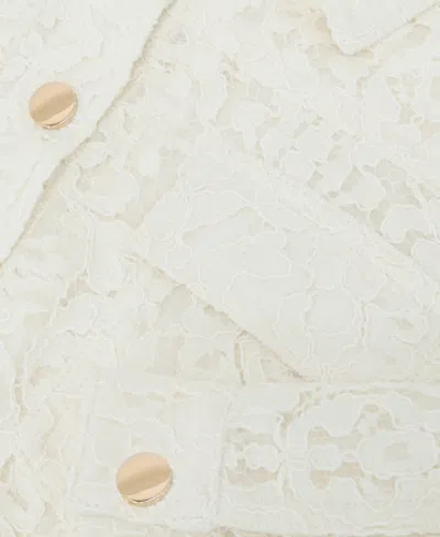 Reiss White Collared Lace Press-stud Jacket In White