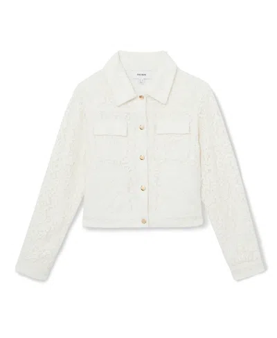 Reiss White Collared Lace Press-stud Jacket In White