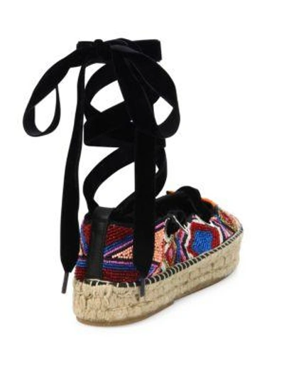 Shop Ash Xenos Beaded Lace-up Espadrilles In Orange