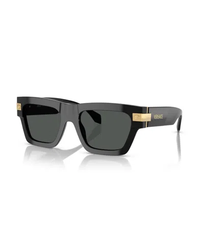 Versace 55mm Plaque Rectangular Sunglasses In Black
