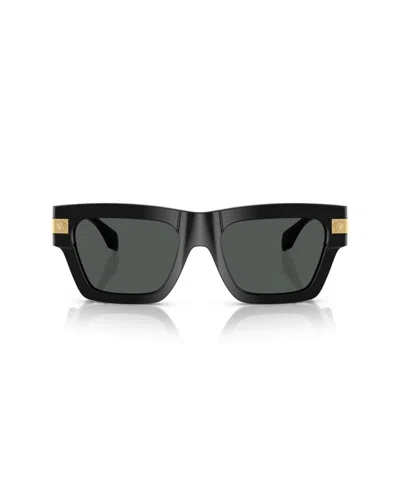 Versace 55mm Plaque Rectangular Sunglasses In Black
