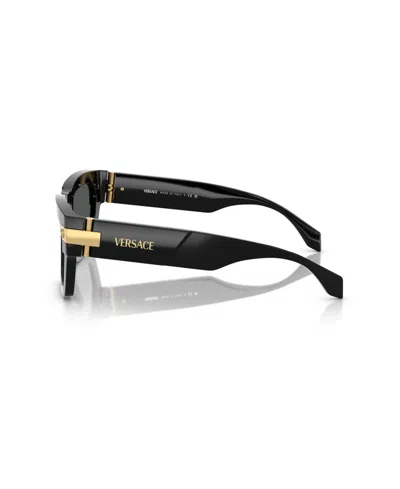 Versace 55mm Plaque Rectangular Sunglasses In Black