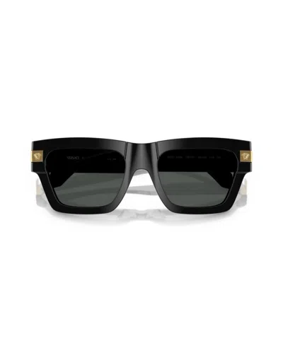Versace 55mm Plaque Rectangular Sunglasses In Black