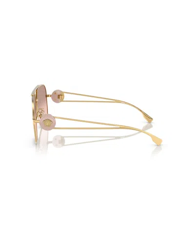 Versace Sleek Metal Rectangular Sunglasses For Men In Gold